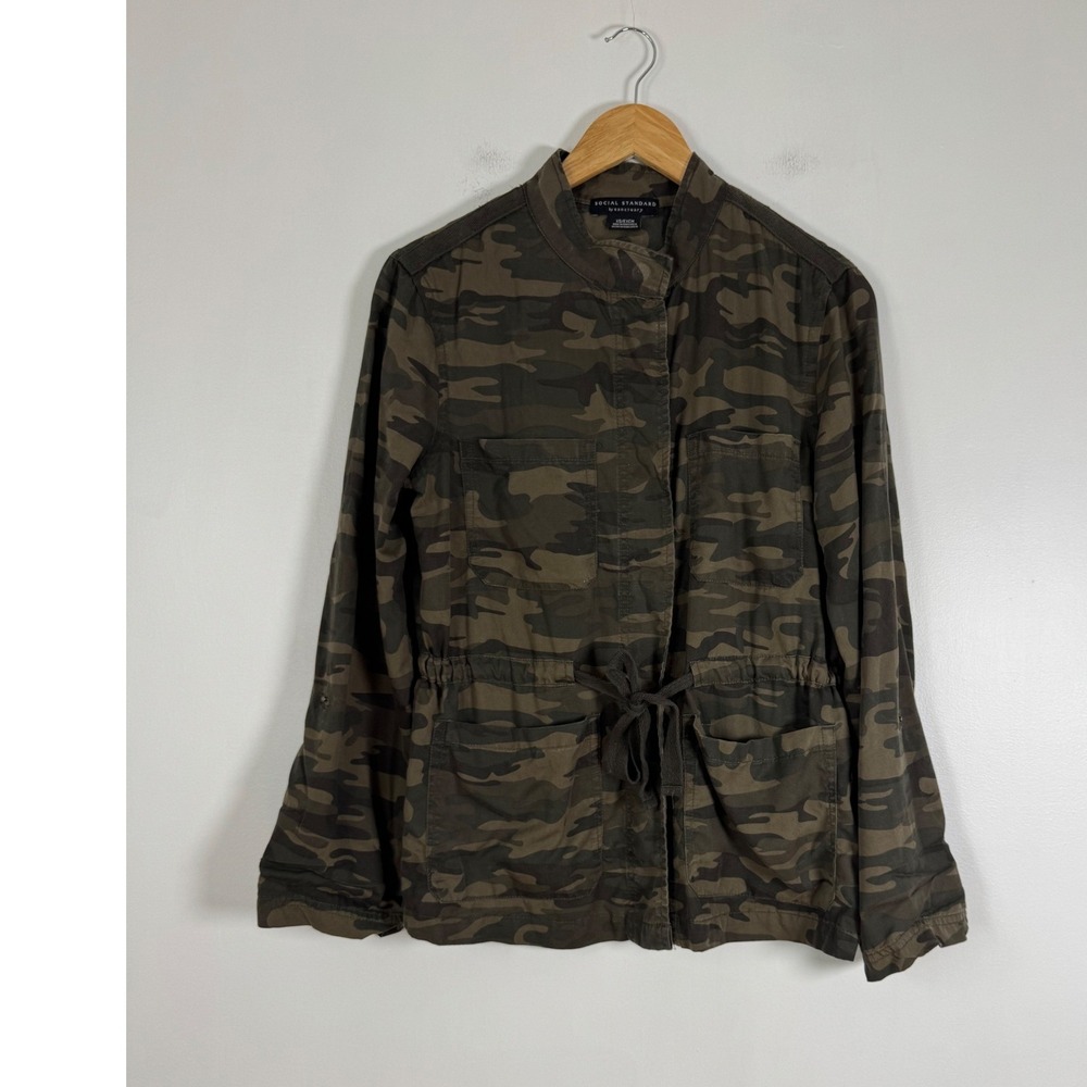 Military Social Standard by Sanctuary Womens XS Utility Jacket Camo Green Tencel